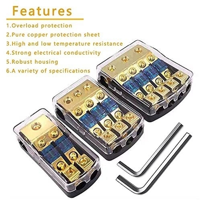 50A CSA Nommé 2 3 4 voies porteuse de fusible Bloc de distribution en cuivre pour amplificateur audio automobile