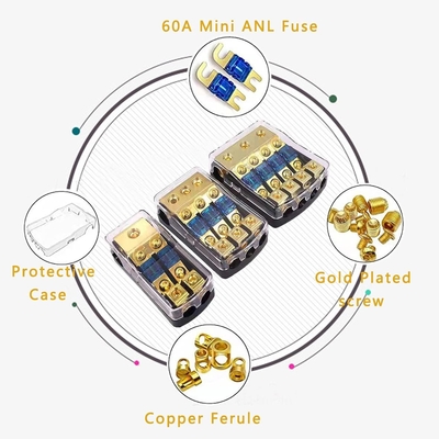 50A CSA Nommé 2 3 4 voies porteuse de fusible Bloc de distribution en cuivre pour amplificateur audio automobile