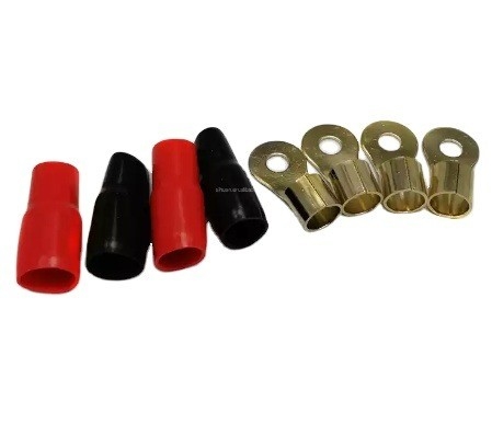 Terminals à anneaux de cuivre à haute capacité de rupture pour les extrémités de câbles de batterie AWG 2 4 6 8 10 Gauge