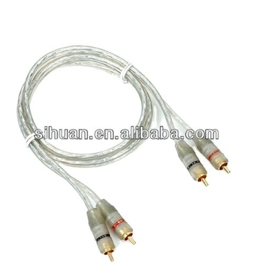1 pi de câble de cuivre OFC en argent double câble audio blindé pour voiture interconnecté avec veste en PVC