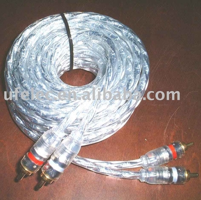 Un câble RCA de type mâle à mâle 2 avec manche extensible tressée en nylon de 9,5 mm de diamètre extérieur