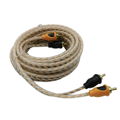 Isolation orange 5,2 mètres 17 pieds câble RCA tordu AV pour l'audio de voiture flexible