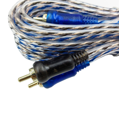 Isolation orange 5,2 mètres 17 pieds câble RCA tordu AV pour l'audio de voiture flexible