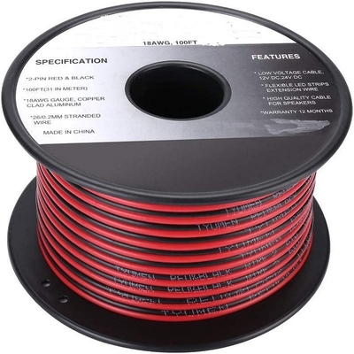 Fil flexible Ext 2pin 2 couleur Rouge noir Cable pour LED bandes de prolongation fil électrique