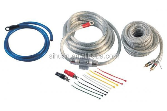 Kit de câblage de l'amplificateur automobile de 4 jauges avec matériau isolant en PVC et conducteur CCA ou OFC