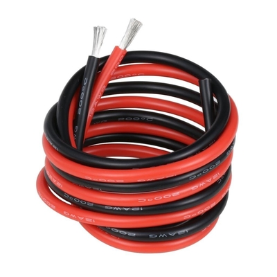 Fil de cuivre à haute température 300 °C ultra-flexible, en caoutchouc au silicium souple, en jaquette, pour applications industrielles lourdes