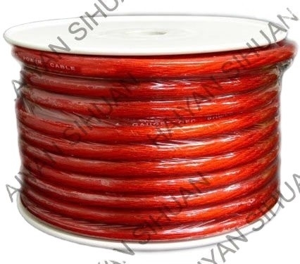SAE J1128 Standard 8AWG câble d'alimentation audio rouge transparent pour voiture avec certificat ISO9001
