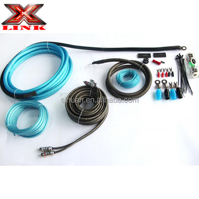 Kit de câbles audio pour voiture 4 8gauge personnalisable avec conducteur en cuivre nu
