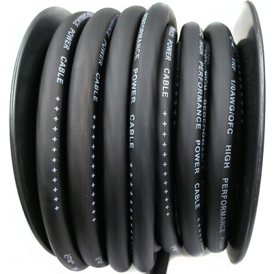 1/0 AWG Gauge de taille supérieure 4/0 GA Audio de voiture OFC câble d'alimentation Soft Touch Jacket en PVC flexible