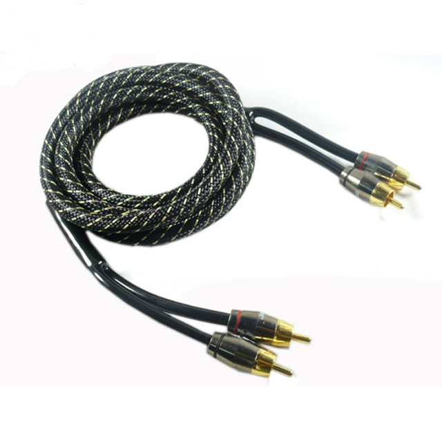 1 pi de câble de cuivre OFC en argent double câble audio blindé pour voiture interconnecté avec veste en PVC