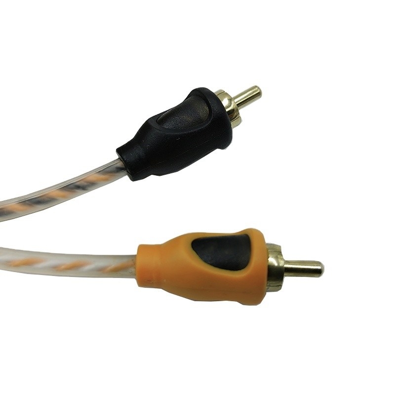 Isolation orange 5,2 mètres 17 pieds câble RCA tordu AV pour l'audio de voiture flexible
