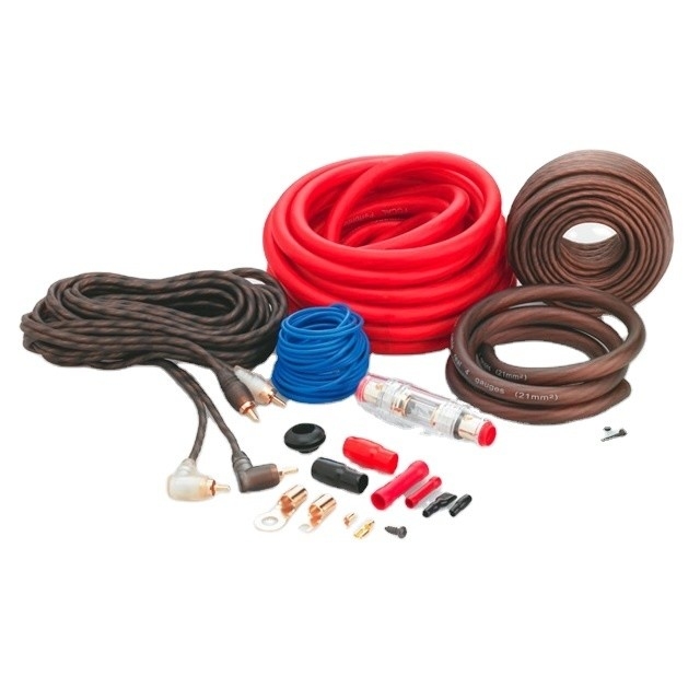 Kit de câblage de l'amplificateur automobile de 4 jauges avec matériau isolant en PVC et conducteur CCA ou OFC