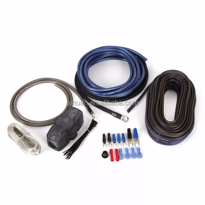 Ensemble de câbles d'amplificateur audio pour voiture en PVC isolé 8AWG avec accessoires à un coût abordable