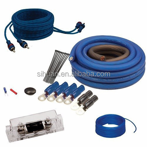 Kit de câbles d'installation d'amplificateur 4awg 2500W Kit de câbles audio pour voiture avec conducteur de cuivre nu