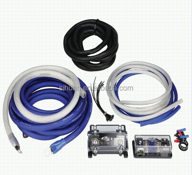 OFC Conducteur 0 2 4 6 8 AWG Gauge GA Car Audio Cable Kit pour le système de haut-parleurs
