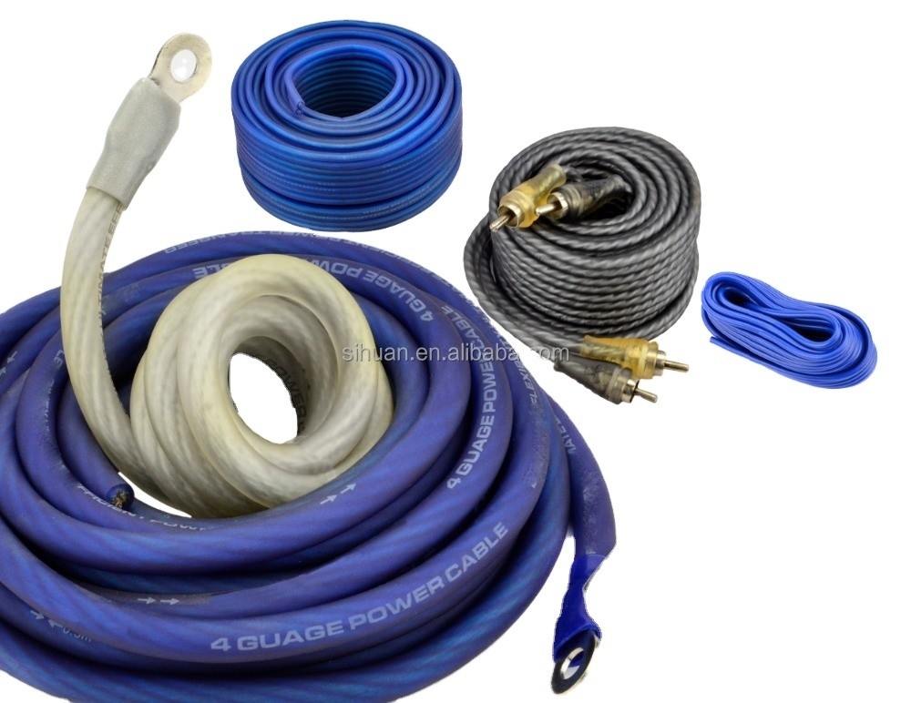 Kit d'installation de câble d'amplificateur stéréo automobile isolé de 2 calibres avec matériau d'isolation en PVC