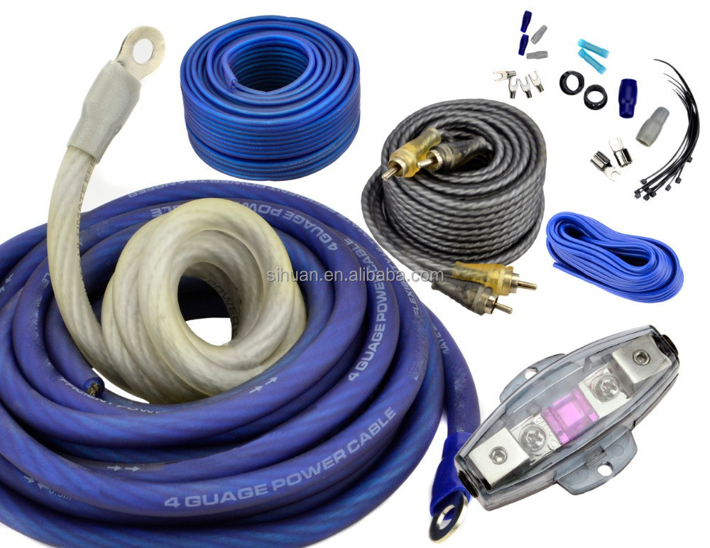 CCA 4/8 accessoires audio de voiture kit de câblage d'amplificateur de voiture avec blindage non blindé